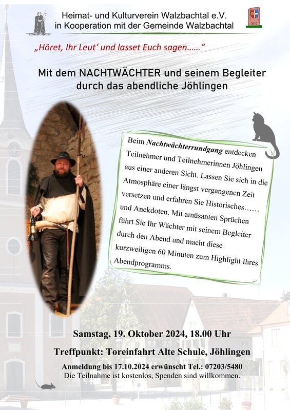 Plakat für Veranstaltung Nachtwächterrundgang Jöhlingen