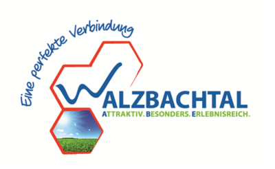Logo Gewerbe Walzbachtal. Dieses verbindet das Gewerbe in Walzbachtal mit einer roten Wabe in welcher ein Bild mit einer Wiese und einem klaren blauen Himmel zu sehen ist. Sie stellt eine perfekte, einheitliche Verbindung zwischen der Gemeinde und den Gewerben da. 