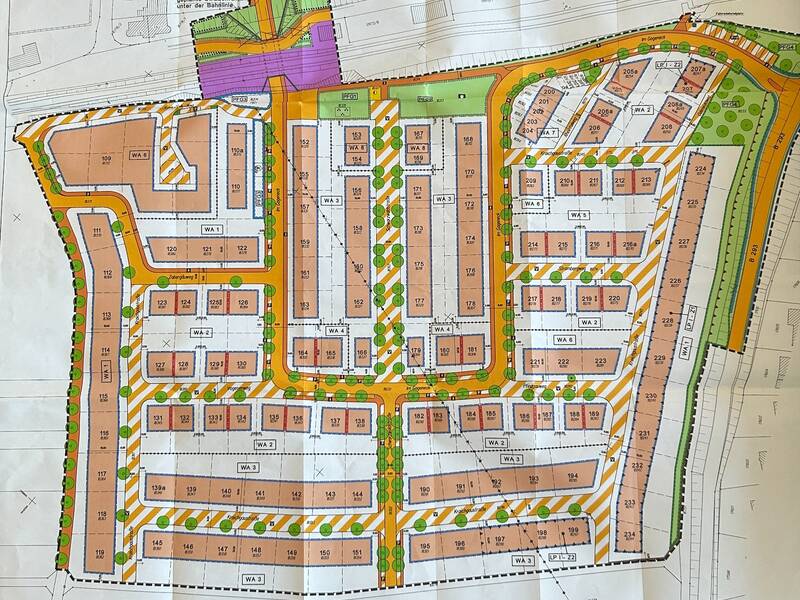 Plan über die zulässige Bebauung der Grundstücke im Baugebiet Im Gageneck