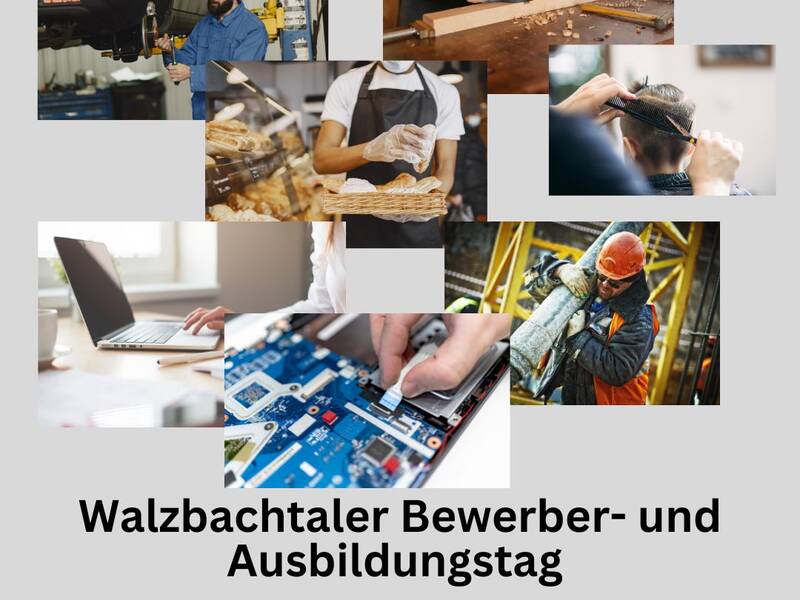 Plakat mit verschiedenen Ausbildungsberufen im Handwerk zum Walzbachtaler Bewerber- und Ausbildungstag