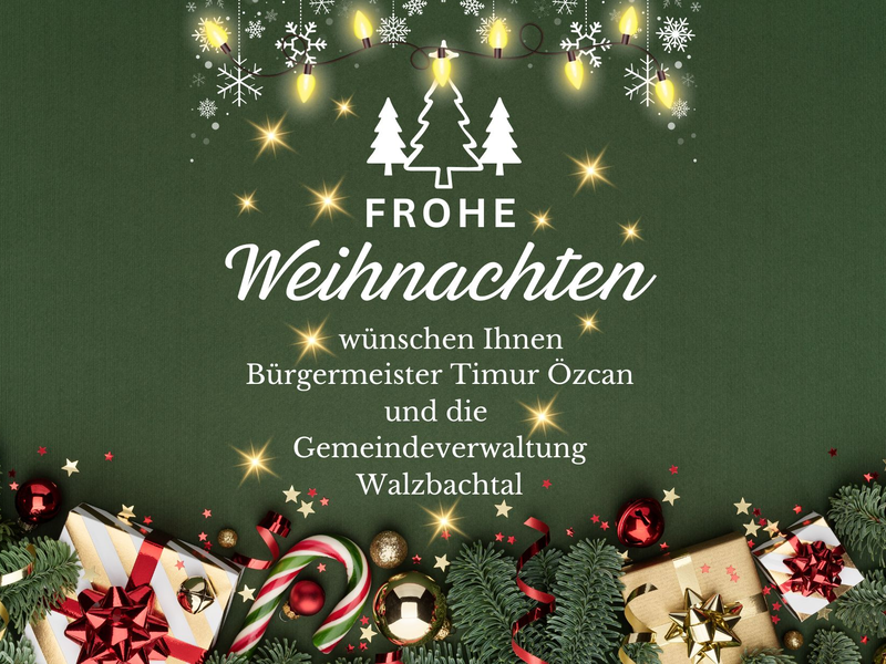 dunkelgrünes Plakat mit Sternen und Zuckerstange und dem Titel Frohe Weihnachten