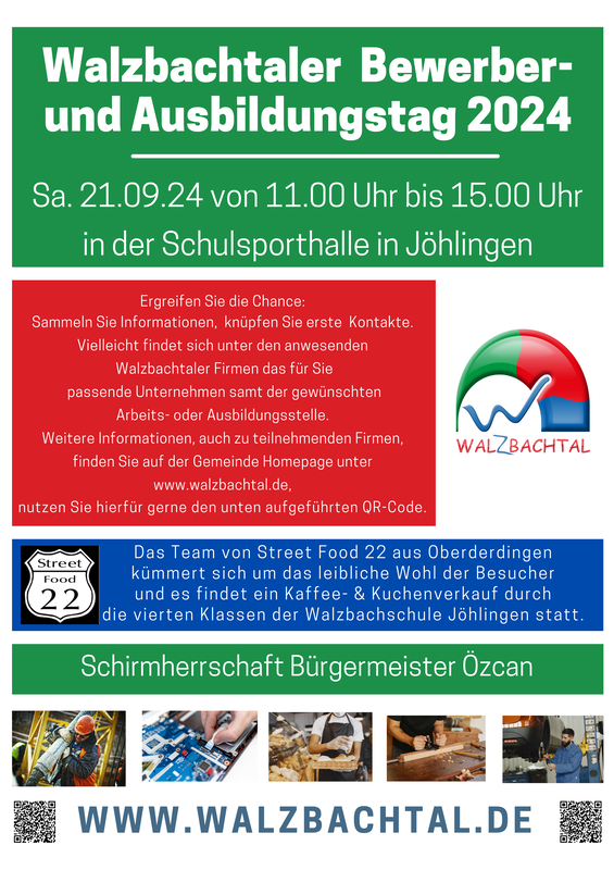 Plakat zum Bewerber- und Ausbildungstag mit Datum, Uhrzeit und weiteren Informationen