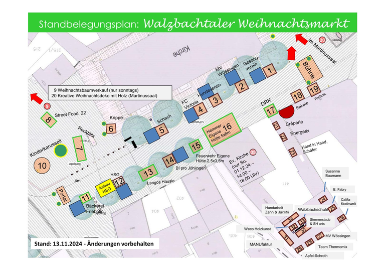 Graphisches Plakat Ständeplan vom Walzbachtaler Weihnachtsmarkt